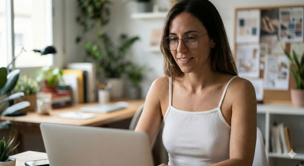 mujer descargandose el certificado del irpf 2026